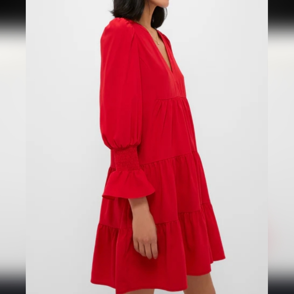 Red Crepe Kenzo Dress POMANDER PLACE TUCKERNUCK - Picture 2 of 5